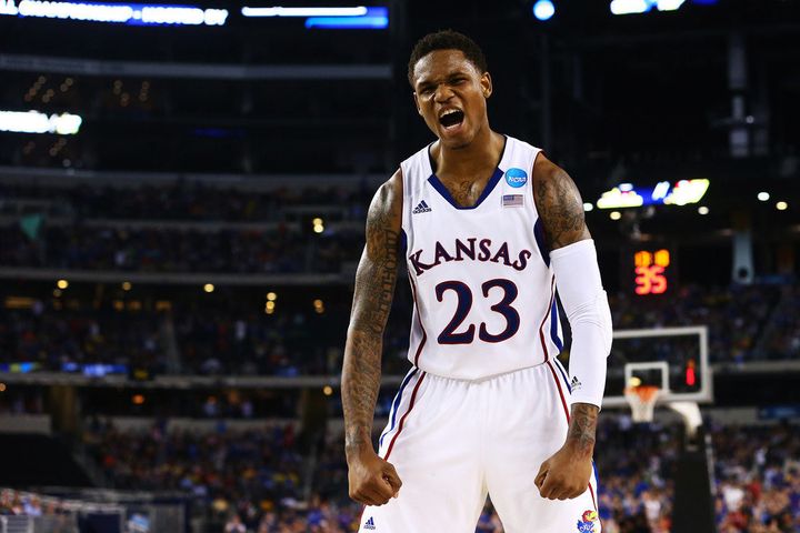 ARLINGTON, TX - MARCH 29: Ben McLemore #23 of the Kansas Jayhawks reacts in the second half against the Kansas Jayhawks during the South Regional Semifinal round of the 2013 NCAA Men's Basketball Tournament at Dallas Cowboys Stadium on March 29, 2013 in Arlington, Texas. (Photo by Ronald Martinez/Getty Images)