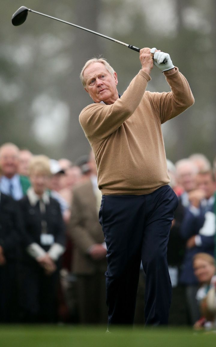 AUGUSTA, GA - APRIL 11: Honorary starter Jack Nicklaus of the United States tees off to start the first round of the 2013 Masters Tournament at Augusta National Golf Club on April 11, 2013 in Augusta, Georgia. (Photo by Andrew Redington/Getty Images)