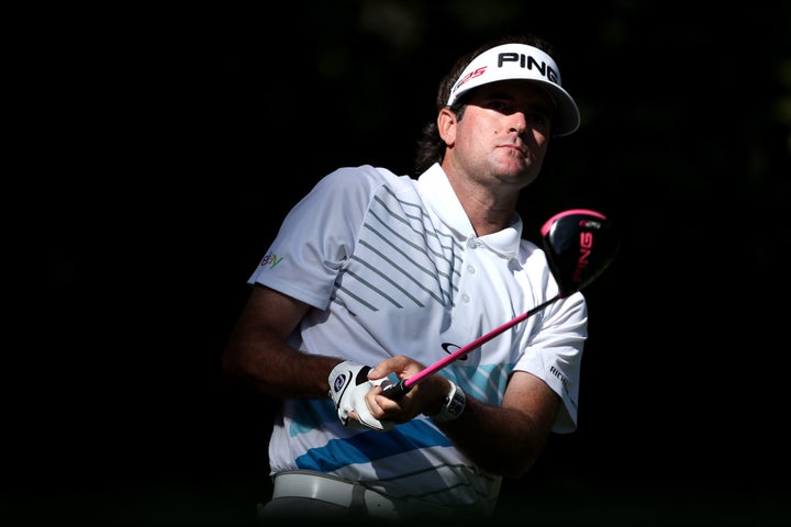AUGUSTA, GA - APRIL 12: Bubba Watson of the United States hits a a tee shot on the 11th hole during the second round of the