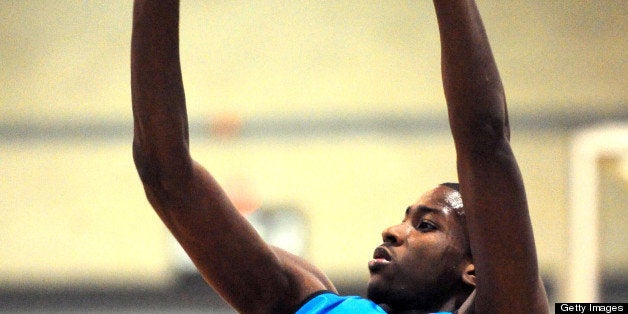 Michael Gilchrist releases a jump shot, Thursday, April 14, 2011, at the Charlotte Convention Center during practice for the Jordan Brand Classic basketball game in Charlotte, North Carolina. Gilchrist of St. Patrick High School in Elizabeth, New Jersey, will be attending the University of Kentucky. The Jordan Brand Classic basketball game will be held at Time Warner Cable Arena on Saturday, April 16. (Jeff Siner/Charlotte Observer/MCT via Getty Images)