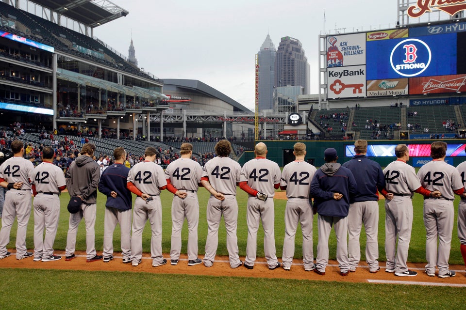 Red Sox Hang 'Boston Strong' No. 617 Jersey in Dugout During Tuesday's Game  (Photo) 