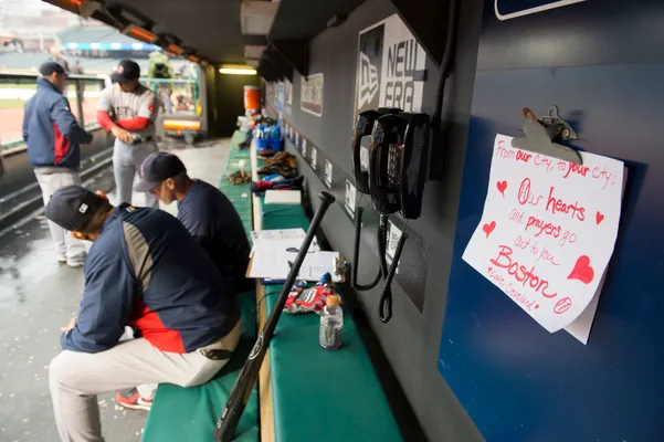 Red Sox 617 Jersey: Team Hangs Uniform, Touching Note In Dugout Before Game  vs. Indians