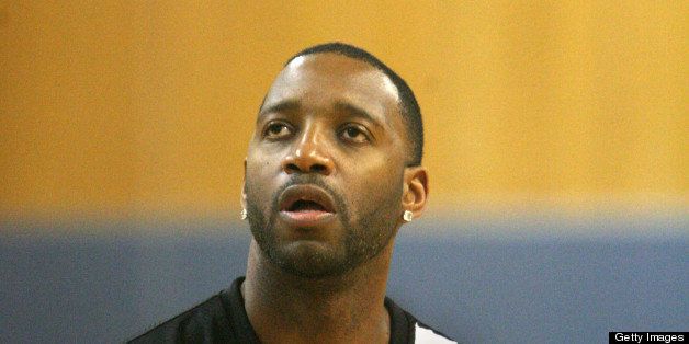 QINGDAO, CHINA - OCTOBER 25: (CHINA OUT) American professional basketball player Tracy McGrady of Qingdao Eagles attends a training session at Guoxin Gymnasium on October 25, 2012 in Qingdao, China. (Photo by ChinaFotoPress/ChinaFotoPress via Getty Images)
