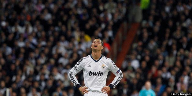 MADRID, SPAIN - APRIL 30: Cristiano Ronaldo of Real Madrid reacts during the UEFA Champions League Semi Final second leg match between Real Madrid and Borussia Dortmund at Estadio Santiago Bernabeu on April 30, 2013 in Madrid, Spain. (Photo by Elisa Estrada/Real Madrid via Getty Images)