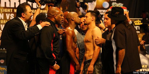 LAS VEGAS, NV - MAY 03: Floyd Mayweather squares off against Robert Guerrero for the WBC and Vacant Ring Magazine Welterweight titles at the MGM Grand Garden Arena on May 3, 2013 in Las Vegas, Nevada. (Photo by Al Bello/Getty Images) 