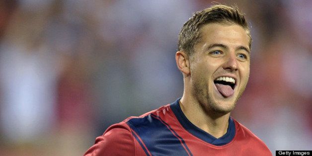 PHILADELPHIA, PA - AUGUST 10: Robbie Rogers #16 of the United States celebrates his second half goal during the game against Mexico at Lincoln Financial Field on August 10, 2011 in Philadelphia, Pennsylvania. The game ended 1-1. (Photo by Drew Hallowell/Getty Images)