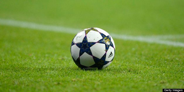 The official Champions League ball is pictured during the UEFA Champions League quarter final football match between FC Bayern Munich vs Juventus Turin in Munich, southern Germany, on April 2, 2013. AFP PHOTO/CHRISTOF STACHE (Photo credit should read CHRISTOF STACHE/AFP/Getty Images)