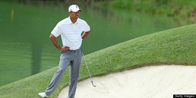 DUBLIN, OH - JUNE 01: Tiger Woods waits to hit his second shot on the par 3 12th hole during the third round of the Memorial Tournament presented by Nationwide Insurance at Muirfield Village Golf Club on June 1, 2013 in Dublin, Ohio. (Photo by Andy Lyons/Getty Images)