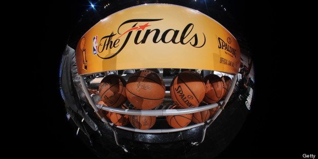 MIAMI, FL - JUNE 9: A shot of the official basketballs before Game Two of the 2013 NBA Finals between the San Antonio Spurs and the Miami Heat on June 9, 2013 at American Airlines Arena in Miami, Florida. NOTE TO USER: User expressly acknowledges and agrees that, by downloading and or using this photograph, User is consenting to the terms and conditions of the Getty Images License Agreement. Mandatory Copyright Notice: Copyright 2013 NBAE (Photo by Andrew D. Bernstein/NBAE via Getty Images)