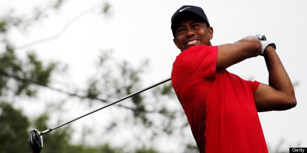 ARDMORE, PA - JUNE 16: Tiger Woods of the United States hits his tee shot on the fifth hole during the final round of the 113th U.S. Open at Merion Golf Club on June 16, 2013 in Ardmore, Pennsylvania. (Photo by Rob Carr/Getty Images)