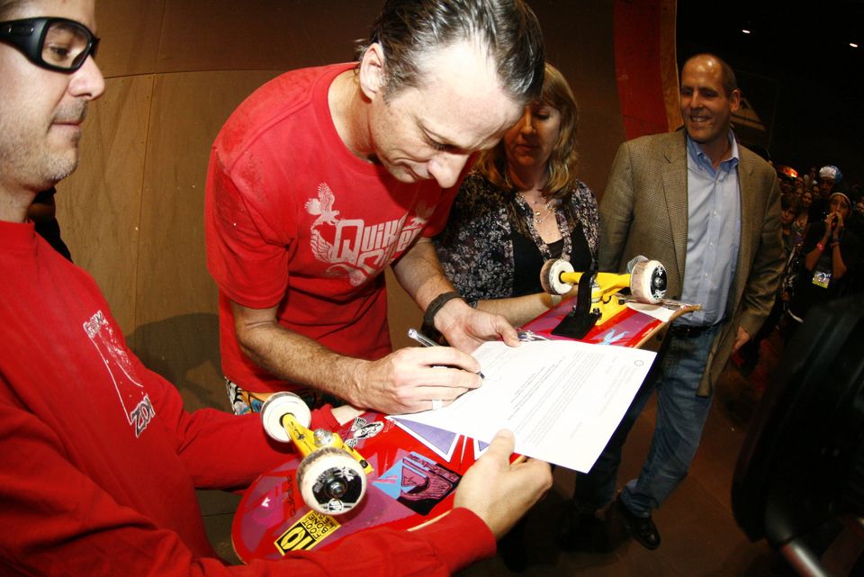 Tony Hawk signs deed of gift for his first skateboard