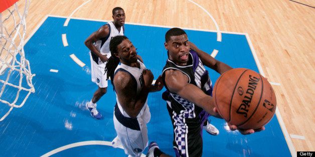 DALLAS, TX - FEBRUARY 13: Tyreke Evans #13 of the Sacramento Kings drives to the basket against the Dallas Mavericks on February 13, 2013 at the American Airlines Center in Dallas, Texas. NOTE TO USER: User expressly acknowledges and agrees that, by downloading and or using this photograph, User is consenting to the terms and conditions of the Getty Images License Agreement. Mandatory Copyright Notice: Copyright 2013 NBAE (Photo by Glenn James/NBAE via Getty Images)