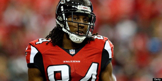 ATLANTA, GA - JANUARY 20: Wide receiver Roddy White #84 of the Atlanta Falcons looks on before taking on the San Francisco 4
