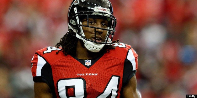 ATLANTA, GA - JANUARY 20: Wide receiver Roddy White #84 of the Atlanta Falcons looks on before taking on the San Francisco 49ers in the NFC Championship game at the Georgia Dome on January 20, 2013 in Atlanta, Georgia. (Photo by Kevin C. Cox/Getty Images)