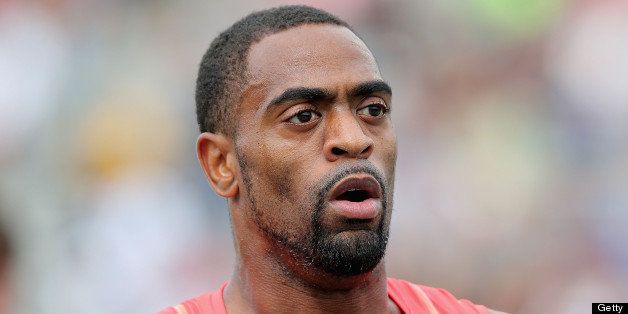 DES MOINES, IA - JUNE 23: Tyson Gay reacts after winning the Men's 200 Meter Dash final on day four of the 2013 USA Outdoor Track & Field Championships at Drake Stadium on June 23, 2013 in Des Moines, Iowa. (Photo by Christian Petersen/Getty Images) 