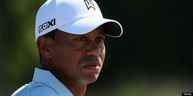 GULLANE, SCOTLAND - JULY 19: Tiger Woods of the United States looks on during the second round of the 142nd Open Championshi
