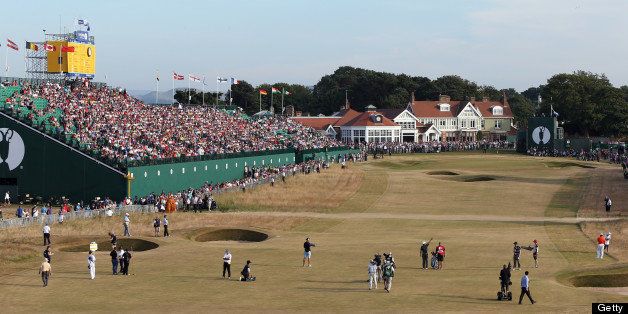 US golfer Tiger Woods prepares to play a shot on the 18th fairway during the third round of the 2013 British Open Golf Championship at Muirfield golf course at Gullane in Scotland on July 20, 2013. AFP PHOTO/ADRIAN DENNIS (Photo credit should read ADRIAN DENNIS/AFP/Getty Images)