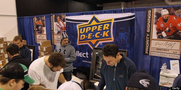MISSISSAUGUA, ON - NOVEMBER 12: Upper Deck trading cards exhibits it's products at a sports memoribilia show on November 12, 2011 in Mississaugua, Ontario, Canada. (Photo by Bruce Bennett/Getty Images)