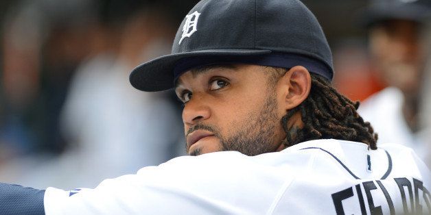 DETROIT, MI - JULY 30: Prince Fielder #28 of the Detroit Tigers looks on from the dugout during the game against the Washington Nationals at Comerica Park on July 30, 2013 in Detroit, Michigan. The Tigers defeated the Nationals 5-1. (Photo by Mark Cunningham/MLB Photos via Getty Images)