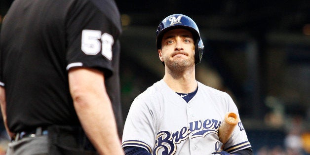 PITTSBURGH, PA - MAY 16: Ryan Braun #8 of the Milwaukee Brewers bats against the Pittsburgh Pirates during the game on May 16