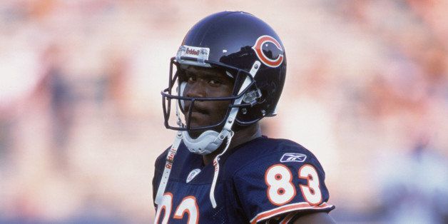 CHAMPAIGN, IL - AUGUST 10: David Terrell #83 of the Chicago Bears stands on the field during the game against the Denver Broncos on August 10, 2002 at Memorial Stadium in Champaign, Illinois. The Broncos won 27-3. (Photo by: Jonathan Daniel/Getty Images)