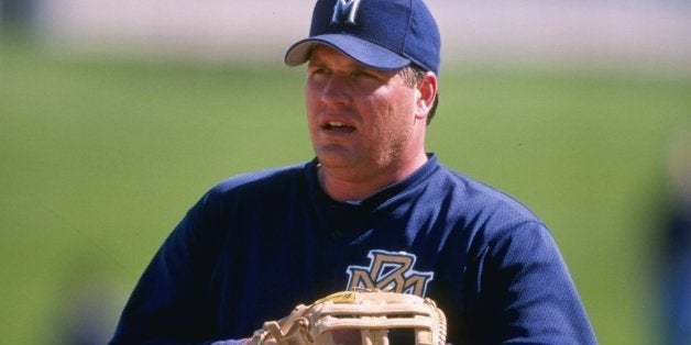 27 Feb 1998: Bob Hamelin of the Milwaukee Brewers in action during a spring training game against the San Diego Padres at the Maryvale Baseball Park in Phoenix, Arizona.