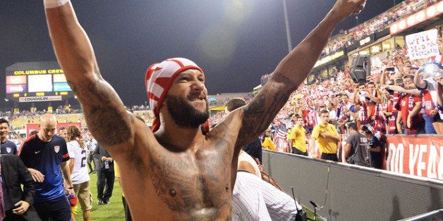 COLUMBUS, OH - SEPTEMBER 10: Goalkeeper Tim Howard #1 of the United States MenÕs National Team celebrates his team's 2-0 win over Mexico as he leaves the field at Columbus Crew Stadium on September 10, 2013 in Columbus, Ohio. (Photo by Jamie Sabau/Getty Images)