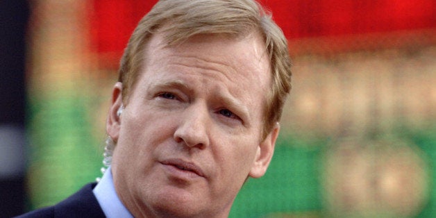 NFL commissioner Roger Goodell on the field pre-game as the Washington Redskins host the Minnesota Vikings on ESPN Monday