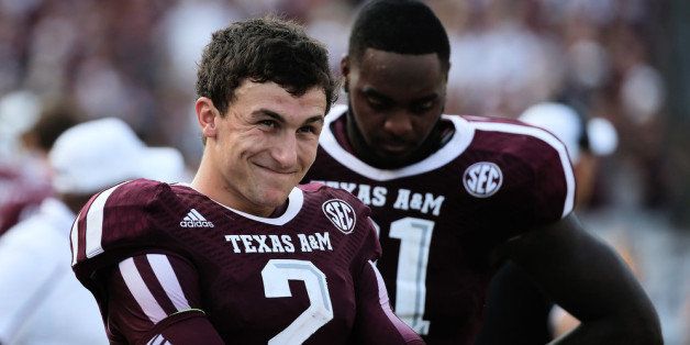 COLLEGE STATION, TX - SEPTEMBER 14: Johnny Manziel #2 of Texas A&M Aggies waits near the bench in the fourth quarter during the game against the Alabama Crimson Tide at Kyle Field on September 14, 2013 in College Station, Texas. (Photo by Scott Halleran/Getty Images)