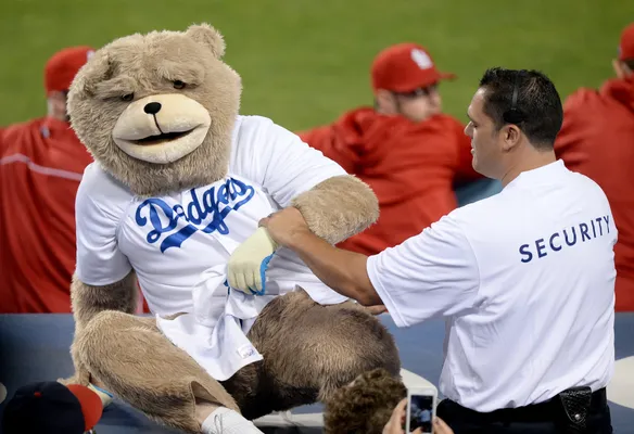 Dodgers Rally Bear: Unofficial Mascot Storms NLCS Game 3 (VIDEOS