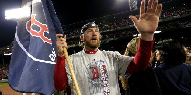 BOSTON, MA - OCTOBER 30: Ryan Dempster #46 of the Boston Red Sox celebrates on the field after a 6-1 victory over the St. Louis Cardinals in Game Six of the 2013 World Series at Fenway Park on October 30, 2013 in Boston, Massachusetts. (Photo by Jamie Squire/Getty Images)