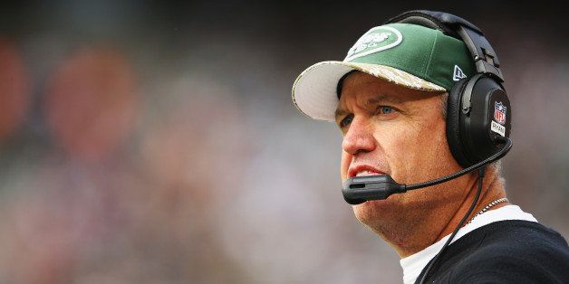 EAST RUTHERFORD, NJ - NOVEMBER 03: Head Coach Rex Ryan of the New York Jets looks on against the New Orleans Saints during their game at MetLife Stadium on November 3, 2013 in East Rutherford, New Jersey. (Photo by Al Bello/Getty Images)