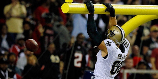 ATLANTA, GA - NOVEMBER 21: Tight end Jimmy Graham #80 of the New Orleans Saints celebrates a touchdown in the second quarter against the Atlanta Falcons during a game at the Georgia Dome on November 21, 2013 in Atlanta, Georgia. (Photo by Kevin C. Cox/Getty Images)