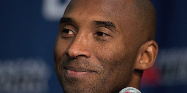 Los Angeles Lakers Kobe Bryant answers questions during a press conference Tuesday at the Verizon Center in Washington, Tuesday, November 26, 2013. Bryant signed a two-year contract extension worth $48.5 million. (Harry E. Walker/MCT via Getty Images)