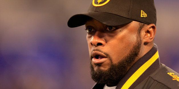 BALTIMORE, MD - NOVEMBER 28: Head coach Mike Tomlin of the Pittsburgh Steelers looks on from the sidelines during the first half against the Baltimore Ravens at M&T Bank Stadium on November 28, 2013 in Baltimore, Maryland. (Photo by Rob Carr/Getty Images)
