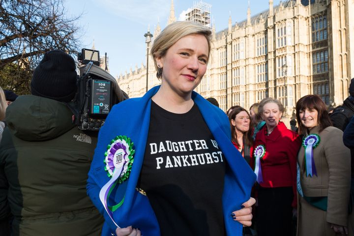 Stella Creasy MP joined Labour female politicians outside Parliament as the Labour Party launches campaign to celebrate the 100th anniversary of the Representation of the People Act 1918.
