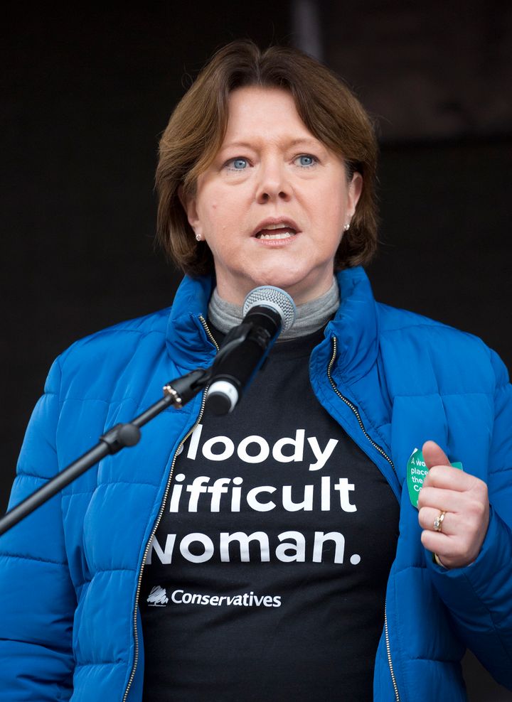 Maria Miller MP gives a speech ahead of the March4Women rally in central London on Sunday March 4 2018.