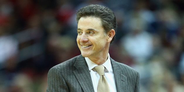LOUISVILLE, KY - NOVEMBER 29: Rick Pitino the head coach of the Louisville Cardinals givees instructions to his team during the game against the Southern Mississippi Golden Eagles at KFC YUM! Center on November 29, 2013 in Louisville, Kentucky. (Photo by Andy Lyons/Getty Images)