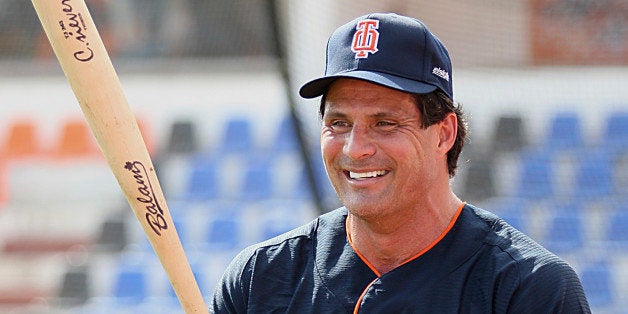 CANCUN, MEXICO , FEBRUARY 15: Jose Canseco of Tigres of Quintana Roo during a training session before the start of the 2012 season of the Mexican Baseball League at Beto Avila stadium, on February 14, 2012 in Cancun, Mexico. (Photo by: Fernando Nunez/Jam Media/LatinContent/Getty Images)