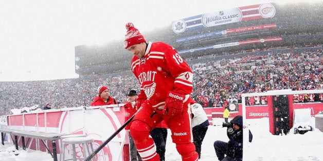 ANN ARBOR, MI - JANUARY 01: Pavel Datsyuk #13 of the Detroit Red Wings heads out onto the ice prior to the start of the 2014 Bridgestone NHL Winter Classic at Michigan Stadium on January 1, 2014 in Ann Arbor, Michigan. (Photo by Gregory Shamus/Getty Images)