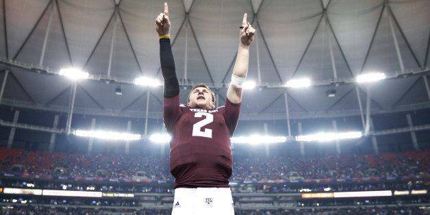 ATLANTA, GA - DECEMBER 31: Johnny Manziel #2 of the Texas A&M Aggies reacts late in the game against the Duke Blue Devils during the Chick-fil-A Bowl at the Georgia Dome on December 31, 2013 in Atlanta, Georgia. Texas A&M won the game 52-48. (Photo by Joe Robbins/Getty Images) 