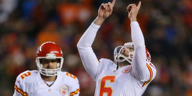 DENVER, CO - NOVEMBER 17: Ryan Succop #6 of the Kansas City Chiefs celebrates an extra point in the first half against the Denver Broncos at Sports Authority Field at Mile High on November 17, 2013 in Denver, Colorado. (Photo by Justin Edmonds/Getty Images)