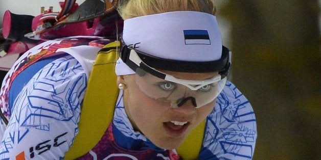 Estonia's Grete Gaim competes during the Women's Biathlon 7,5 km Sprint event of the Sochi Winter Olympics at the Laura Cross-Country Ski and Biathlon Center on February 9, 2014. AFP PHOTO / ALBERTO PIZZOLI (Photo credit should read ALBERTO PIZZOLI/AFP/Getty Images)