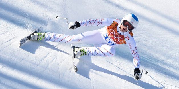 SOCHI, RUSSIA - FEBRUARY 15: (FRANCE OUT) Julia Mancuso of the USA competes during the Alpine Skiing Women's Super-G at the Sochi 2014 Winter Olympic Games at Rosa Khutor Alpine Centre on February 15, 2014 in Sochi, Russia. (Photo by Alain Grosclaude/Agence Zoom/Getty Images)