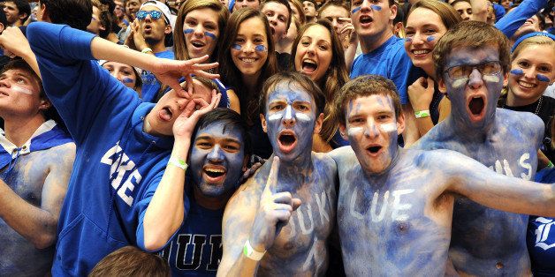 DURHAM, NC - NOVEMBER 08: Cameron Crazies and fans of the Duke Blue Devils cheer prior to their game against the Davidson Wildcats at Cameron Indoor Stadium on November 8, 2013 in Durham, North Carolina. Duke defeated Davidson 111-77. (Photo by Lance King/Getty Images)