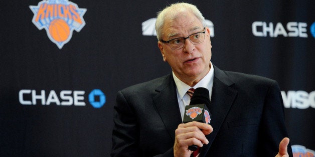 NEW YORK, NY - MARCH 18: Phil Jackson answers questions during the press conference to introduce him as President of the New York Knicks at Madison Square Garden on March 18, 2014 in New York City. (Photo by Maddie Meyer/Getty Images)