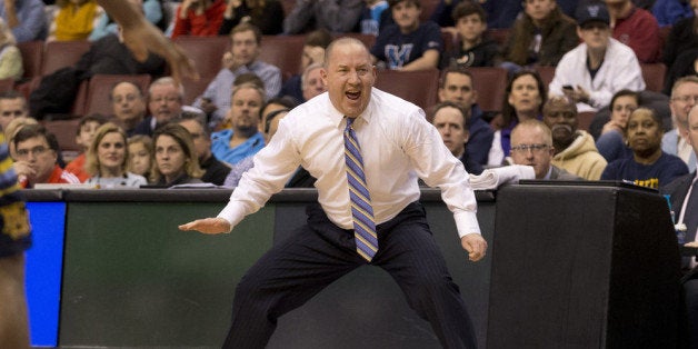 PHILADELPHIA, PA - MARCH 2: Head coach Buzz Williams of the Marquette Golden Eagles reacts during the game against the Villanova WIldcats on March 2, 2014 at the Wells Fargo Center in Philadelphia, Pennslyvania. (Photo by Mitchell Leff/Getty Images)