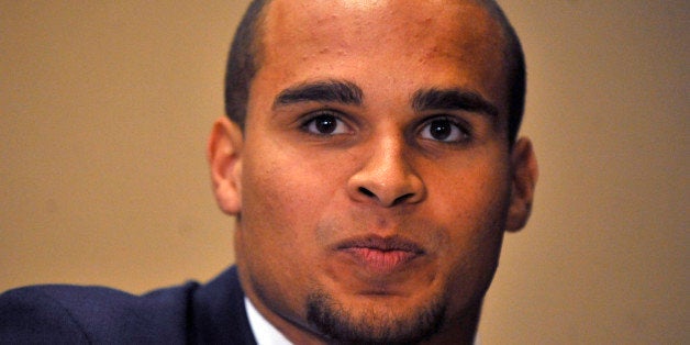 CHICAGO IL - January 28: Northwestern quarterback Kain Colter speaks at a press conference on January 28 2014 at The Hyatt Regency Hotel in Chicago Illinois. Citing what they deem as the NCAA's abdication of responsibility to protect athletes from injury, the College Athletes Association (CAPA) announced the creation of the new labor organization to represent college football and basketball players. (Photo by David Banks/Getty Images)