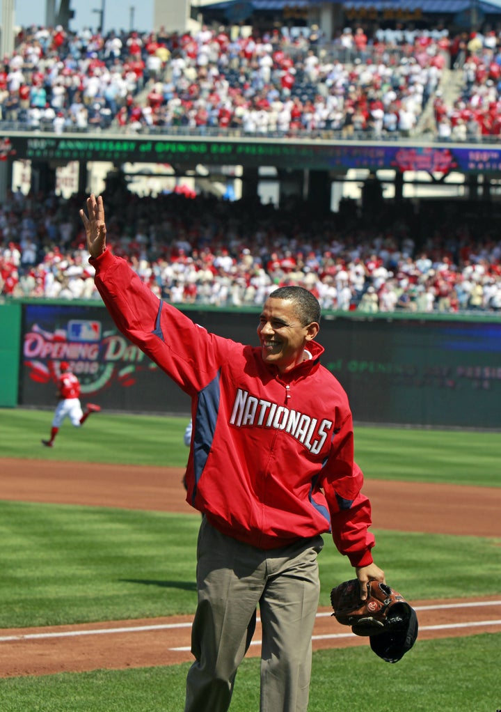 U.S. President Barack Obama receives a game jersey from San