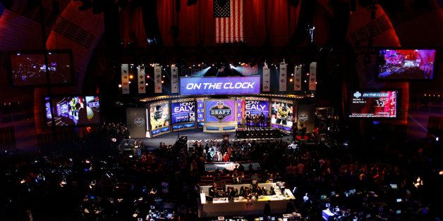 NEW YORK, NY - MAY 08: A general view during introductions proir to the start of the first round of the 2014 NFL Draft at Radio City Music Hall on May 8, 2014 in New York City. (Photo by Cliff Hawkins/Getty Images)